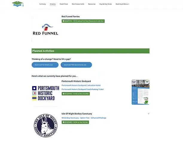 Student data collection portal for rooming lists and dietary requirements