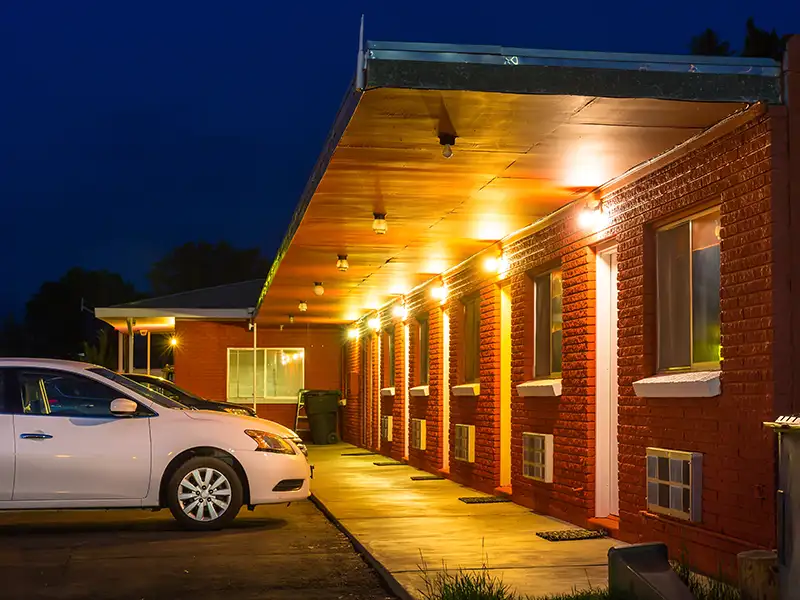 Staff car parked at accommodation